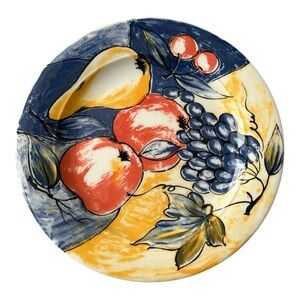 PIER 1 Salad Bread Plates  Hand Painted Fruit Pattern 8 1/4” Set Of 4